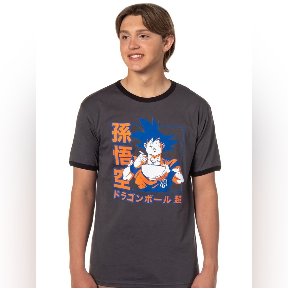 3/$15 Dragon Ball Super Men's Goku Ramen Kanji Design Anime Ringer T-Shirt Large